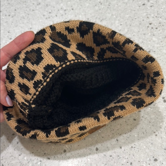 Leopard Print Knit Beanie - Picture 3 of 3